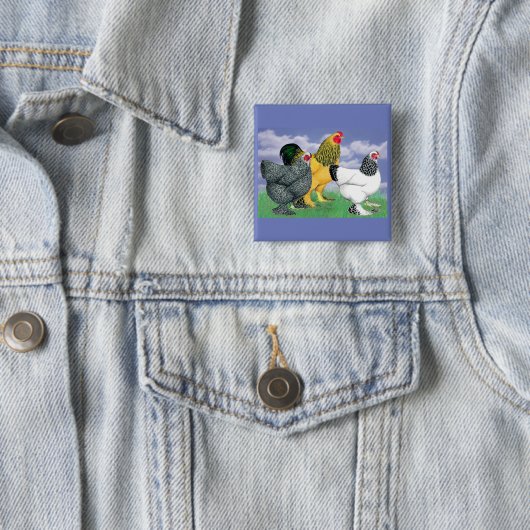 Drie Brahmas Vierkante Button 5,1 Cm (In situ)