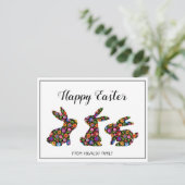 Drie Briefkaart van Folklore Easter Bunnies (Staand voorkant)