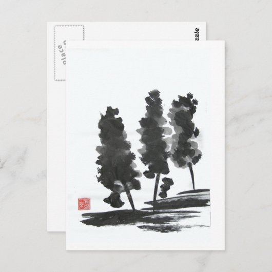 Drie Briefkaarten bomen (Voorkant / Achterkant)