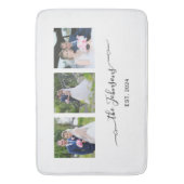 Drie bruiloft foto hart swash handtekening badmat (Voorkant Verticaal)