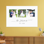 Drie bruiloft foto hart swash handtekening canvas afdruk (Insitu (Woonkamer))
