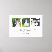 Drie bruiloft foto hart swash handtekening canvas afdruk (Voorkant)