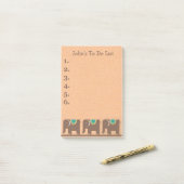 Drie Bruine Blauwgroene Olifanten Persoonlijke Tak Post-it® Notes (Op bureau)