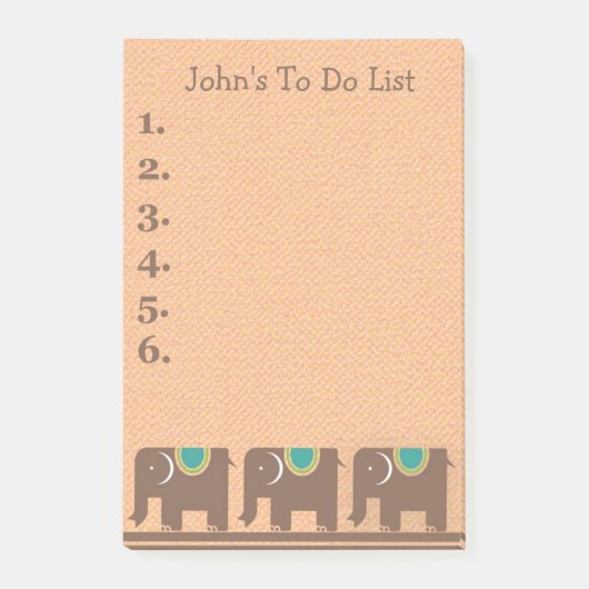 Drie Bruine Blauwgroene Olifanten Persoonlijke Tak Post-it® Notes (Voorkant)