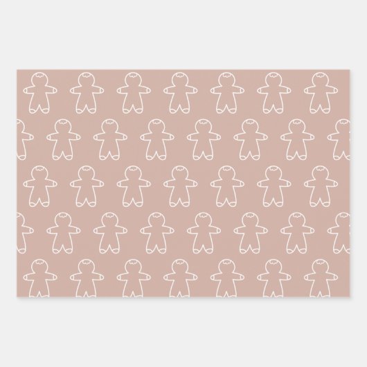 Drie bruine tinten peperkoek mannen inpakpapier vel (Voorkant)