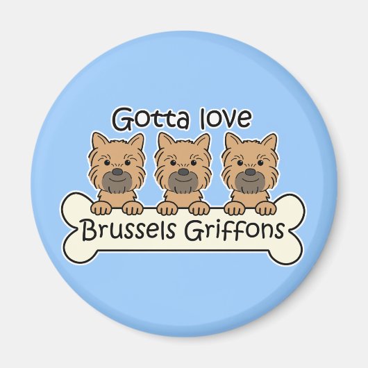 Drie Brusselse Griffons Magneet (Voorkant)
