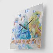 Drie Budgies Budgie Budgerigar Jongens Kamer Klok (Hoek)