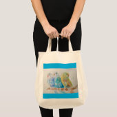 Drie Budgies Sitting Waterverf blue Gift Bag Tote Bag (Voorkant (product))