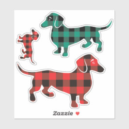 Drie Buffalo Plaid Dachshund Stickers