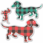 Drie Buffalo Plaid Dachshund Stickers (Voorkant)