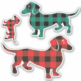 Drie Buffalo Plaid Dachshund Stickers