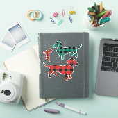 Drie Buffalo Plaid Dachshund Stickers (iPad Cover)