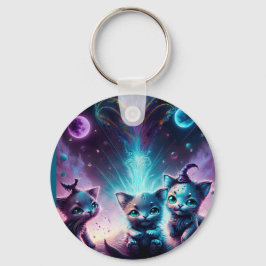 Drie buitenaardse Kittens in een buitenaardse omge Sleutelhanger