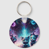 Drie buitenaardse Kittens in een buitenaardse omge Sleutelhanger (Achterkant)