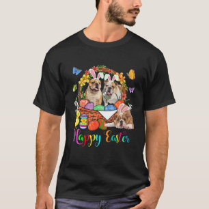 Drie bulgdog-honden in paaseieren t-shirt