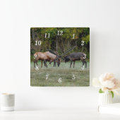 Drie Bull Elk vechtwandklok Vierkante Klok (Huis)