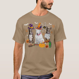 Drie Bull Terrier Dogs Witch Halloween Mummy Scar T-shirt