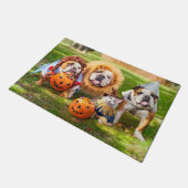 Drie Bulldogs in Verkleedingen Deurmat (Schuin)