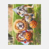 Drie Bulldogs in Verkleedingen Fleece Deken (Voorkant)