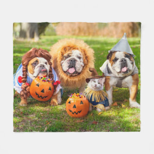 Drie Bulldogs in Verkleedingen Fleece Deken