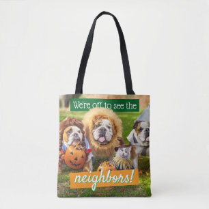 Drie Bulldogs in Verkleedingen Tote Bag