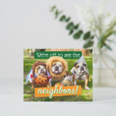 Drie Bulldogs in Verkleedingen Uitnodiging Briefkaart (Staand voorkant)