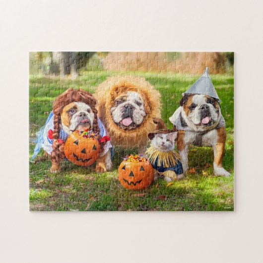 Drie Bulldogs in verkleedpartij Legpuzzel (Horizontaal)