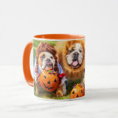 Drie Bulldogs in verkleedpartij Mok (Voorkant links)