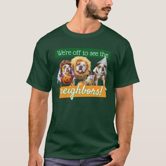 Drie Bulldogs in verkleedpartij T-shirt (Voorkant)