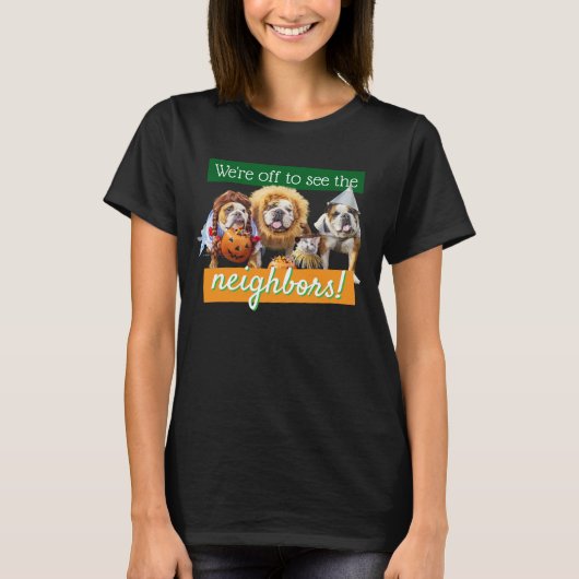 Drie Bulldogs in verkleedpartij T-shirt (Voorkant)