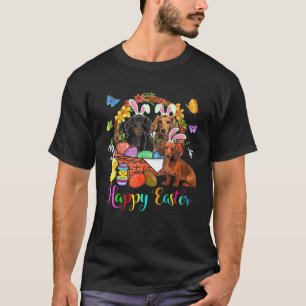 Drie Bunny Dachshund-honden in paaseieren T-shirt