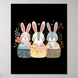 Drie Bunny Paashaas Konijnenoren Grafisch Poster