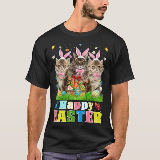 Drie Bunny Perzische katten & Pasen Eiermand Pasen T-shirt (Voorkant)