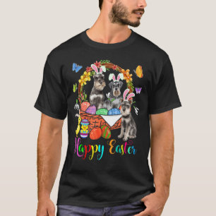 Drie bunny Schnauzer-honden in paaseieren T-shirt