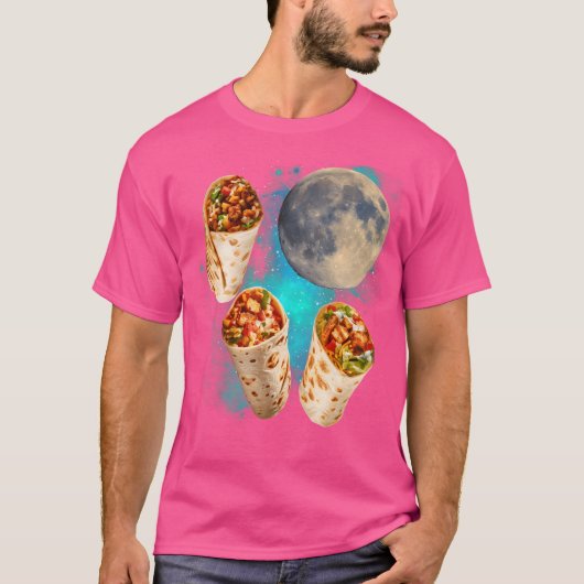 Drie Burritos Maan Huilend Grappig 3 Burritos Huil T-shirt (Voorkant)
