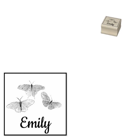 Drie  Butterflies - Aangepaste naam Rubberstempel (Gestempeld)