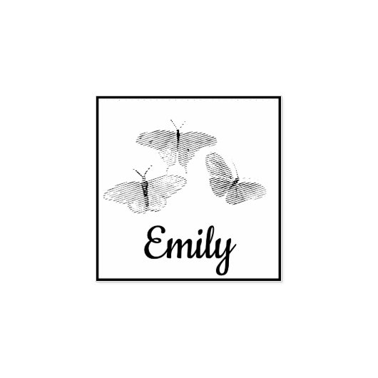 Drie  Butterflies - Aangepaste naam Rubberstempel (Afrduk)