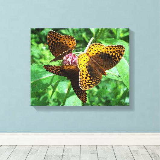 Drie Butterflies Canvas Afdruk (Insitu (Houten vloer))