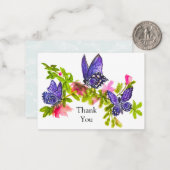 Drie Butterflies Dank je kaarten Notitiekaartje (Voorkant / Achterkant in situ)