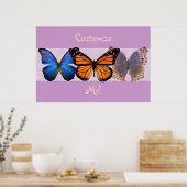 Drie Butterflies Druk Poster (Keuken)