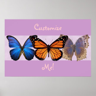 Drie  Butterflies  Druk Poster