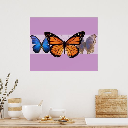 Drie Butterflies Print (Keuken)