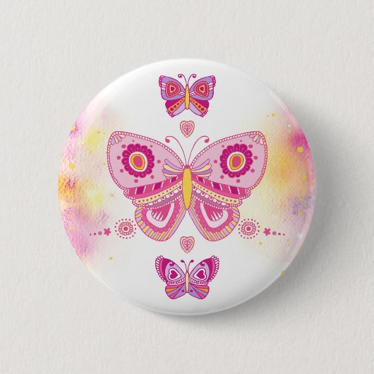 Drie Butterflies Ronde Button 5,7 Cm (Voorkant)