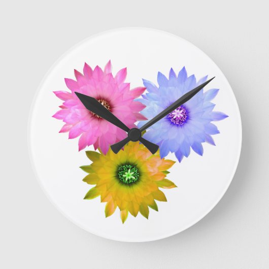 Drie cactusbloemen ronde klok (Voorkant)