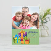 Drie Cadeaus Foto Kerstkaart (Staand voorkant)