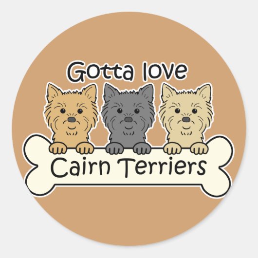 Drie Cairn Terriers Ronde Sticker (Voorkant)