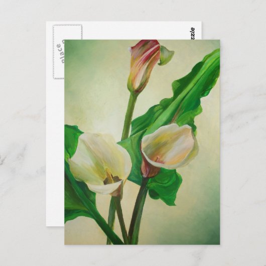 Drie Calla Lilies die botanisch acryl Briefkaart (Voorkant / Achterkant)