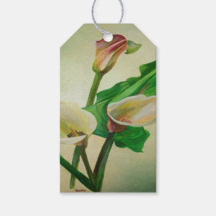 Drie Calla Lilies die botanisch acryl Cadeaulabel