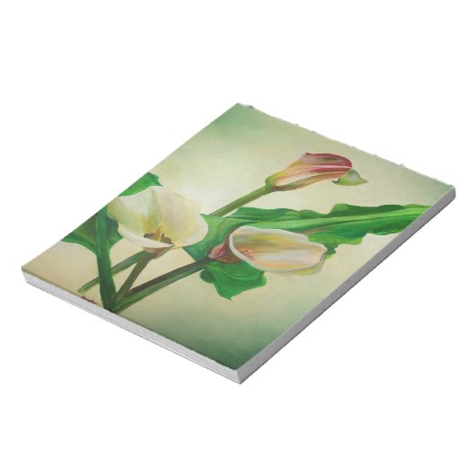 Drie Calla Lilies die botanisch acryl Notitieblok (Linkerzijde)