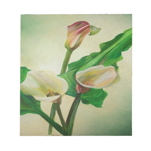 Drie Calla Lilies die botanisch acryl Notitieblok (Voorkant)